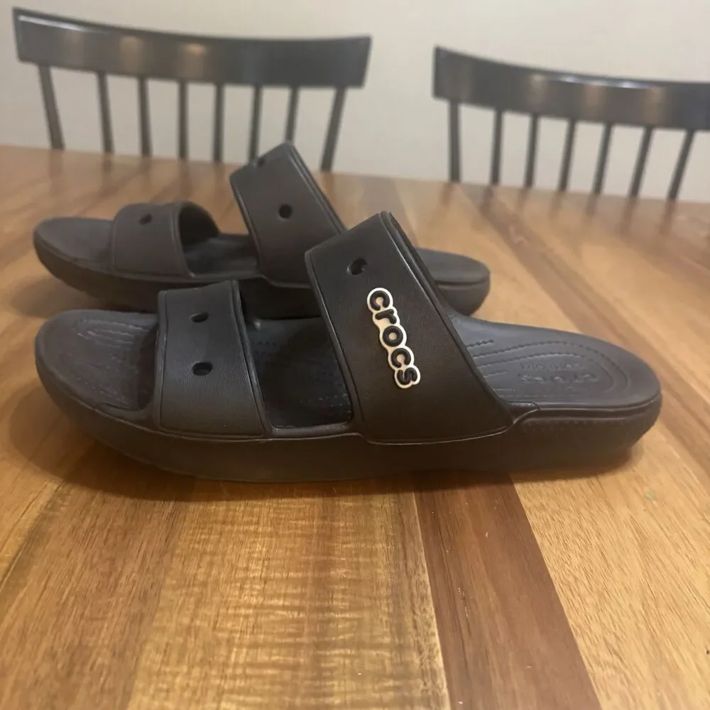 Crocs Adult Unisex Classic Two-Strap Slide Sandals - Black Men’s 10